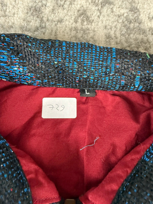 Veste en tapisserie design unique vintage fait main upcyclé retravaillé tissé taille L n•729