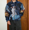 Veste en tapisserie design unique vintage fait main upcyclé retravaillé tissé taille L n•729