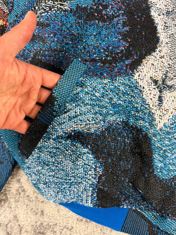 Veste en tapisserie design unique vintage fait main upcyclé retravaillé tissé taille L n•729