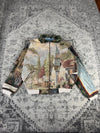 Veste en tapisserie design unique vintage fait main upcyclé retravaillé tissé taille L n•730