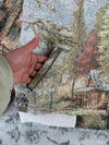 Veste en tapisserie design unique vintage fait main upcyclé retravaillé tissé taille L n•730