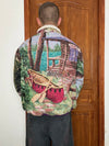 Veste en tapisserie design unique vintage fait main upcyclé retravaillé tissé taille L n•731