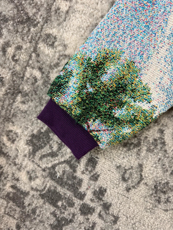 Veste en tapisserie design unique vintage fait main upcyclé retravaillé tissé taille L n•731