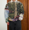 Veste en tapisserie design unique vintage fait main upcyclé retravaillé tissé taille L n•731