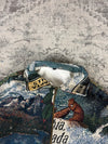 Veste en tapisserie design unique vintage fait main upcyclé retravaillé tissé taille L n•732