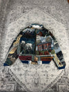 Veste en tapisserie design unique vintage fait main upcyclé retravaillé tissé taille L n•732