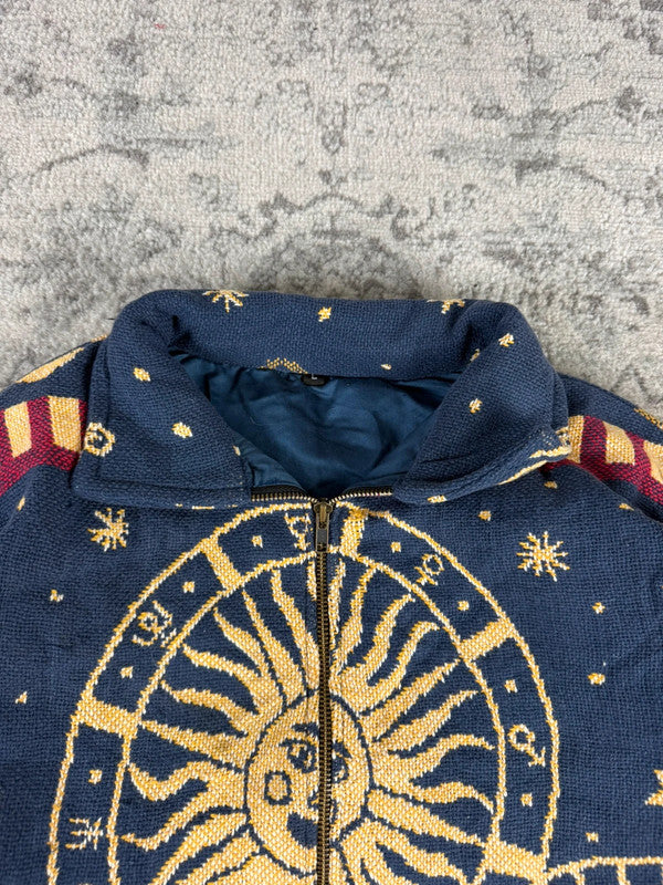 Veste en tapisserie design unique vintage fait main upcyclé retravaillé tissé taille L n•733