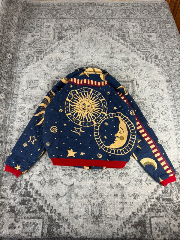 Veste en tapisserie design unique vintage fait main upcyclé retravaillé tissé taille L n•733