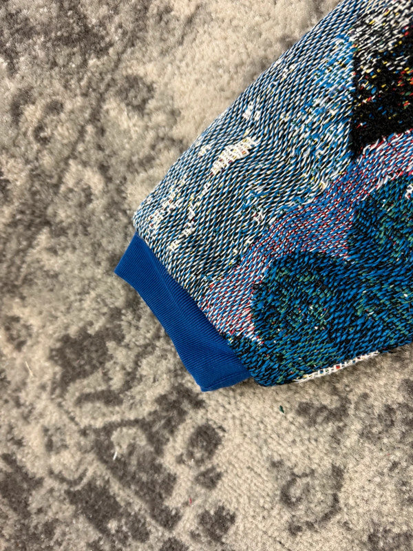 Veste en tapisserie design unique vintage fait main upcyclé retravaillé tissé taille L n•734
