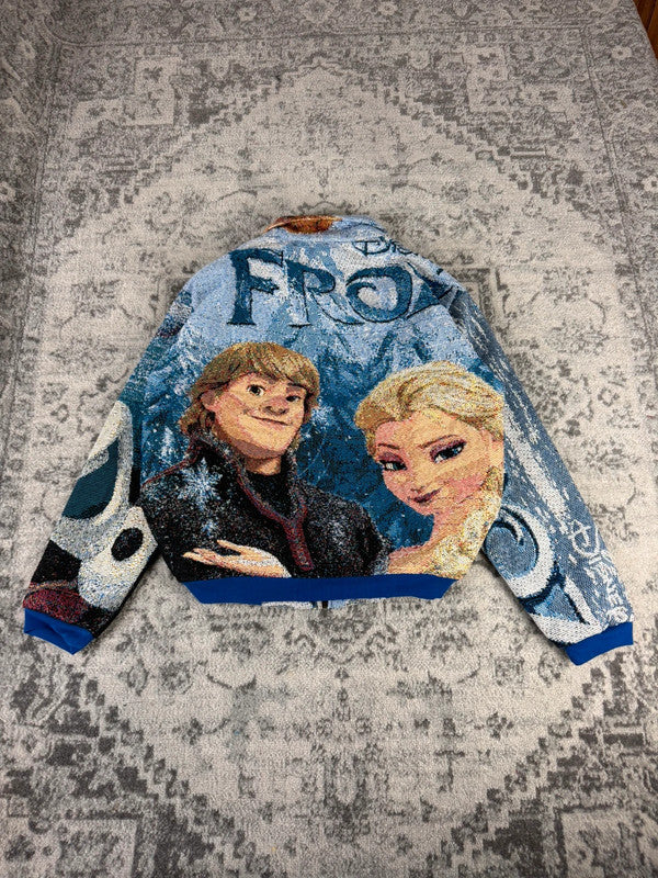 Veste en tapisserie design unique vintage fait main upcyclé retravaillé tissé taille L n•734