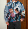 Veste en tapisserie design unique vintage fait main upcyclé retravaillé tissé taille L n•734