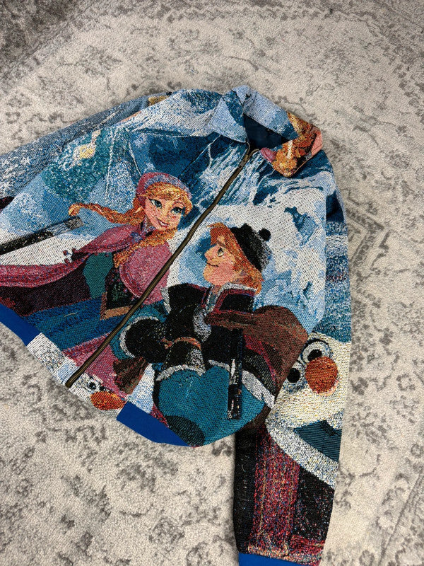 Veste en tapisserie design unique vintage fait main upcyclé retravaillé tissé taille L n•734