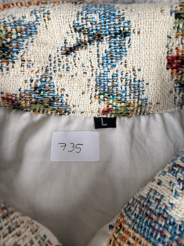 Veste en tapisserie design unique vintage fait main upcyclé retravaillé tissé taille L n•735