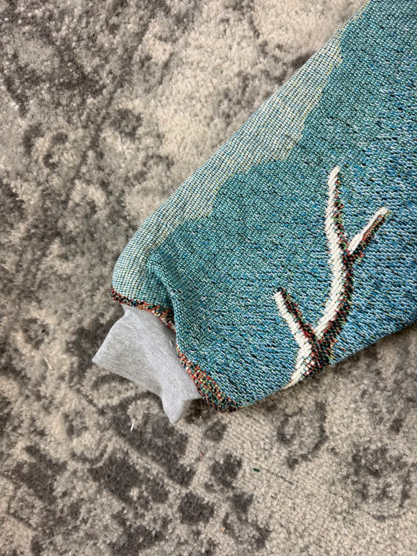 Veste en tapisserie design unique vintage fait main upcyclé retravaillé tissé taille L n•735