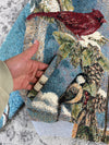 Veste en tapisserie design unique vintage fait main upcyclé retravaillé tissé taille L n•735