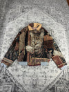 Veste en tapisserie design unique vintage fait main upcyclé retravaillé tissé taille L n•737
