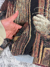 Veste en tapisserie design unique vintage fait main upcyclé retravaillé tissé taille L n•737