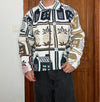 Veste en tapisserie design unique vintage fait main upcyclé retravaillé tissé taille L n•740
