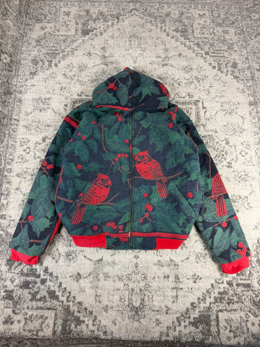 Veste en tapisserie design unique vintage fait main upcyclé retravaillé tissé taille XL n•742