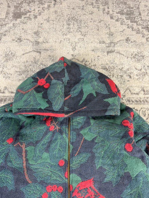 Veste en tapisserie design unique vintage fait main upcyclé retravaillé tissé taille XL n•742