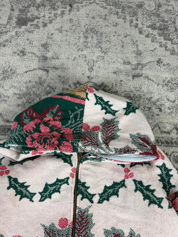 Veste en tapisserie design unique vintage fait main upcyclé retravaillé tissé taille XL n•743