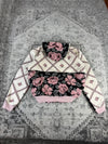 Veste en tapisserie design unique vintage fait main upcyclé retravaillé tissé taille XL n•744