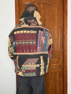 Veste en tapisserie design unique vintage fait main upcyclé retravaillé tissé taille XL n•745