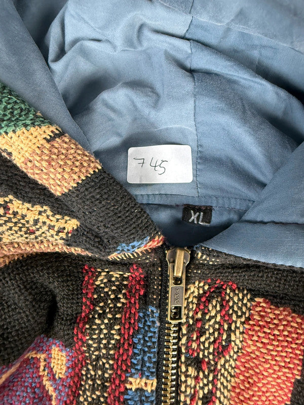 Veste en tapisserie design unique vintage fait main upcyclé retravaillé tissé taille XL n•745