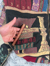 Veste en tapisserie design unique vintage fait main upcyclé retravaillé tissé taille XL n•745