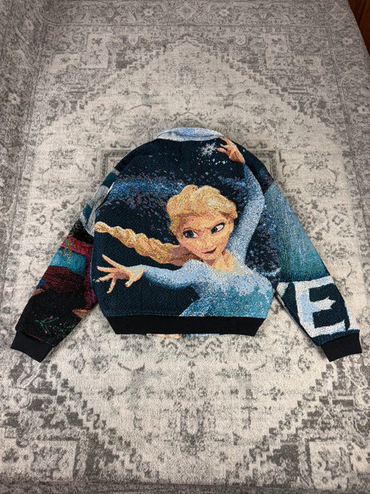 Veste en tapisserie design unique vintage fait main upcyclé retravaillé tissé taille XL n•748