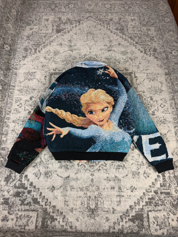 Veste en tapisserie design unique vintage fait main upcyclé retravaillé tissé taille XL n•748