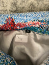 Veste en tapisserie design unique vintage fait main upcyclé retravaillé tissé taille XL n•748