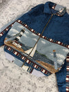 Veste en tapisserie design unique vintage fait main upcyclé retravaillé tissé taille XL n•749