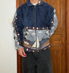 Veste en tapisserie design unique vintage fait main upcyclé retravaillé tissé taille XL n•749