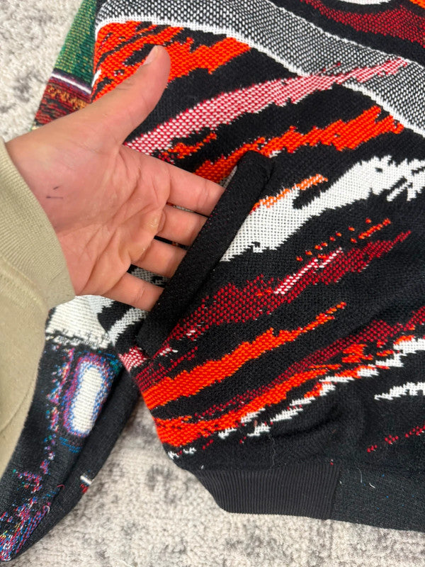 Veste en tapisserie design unique vintage fait main upcyclé retravaillé tissé taille XL n•751