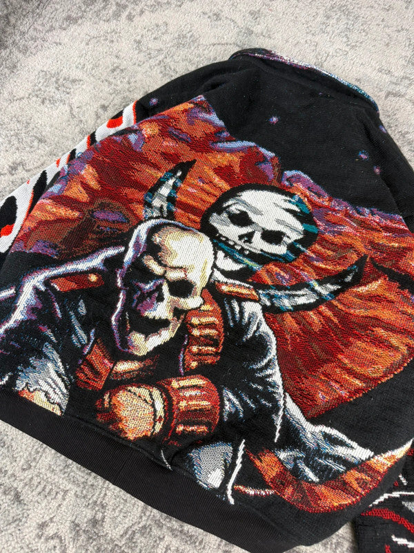 Veste en tapisserie design unique vintage fait main upcyclé retravaillé tissé taille XL n•751