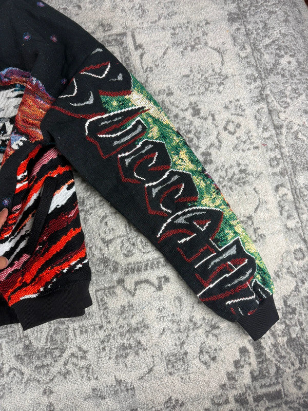 Veste en tapisserie design unique vintage fait main upcyclé retravaillé tissé taille XL n•751