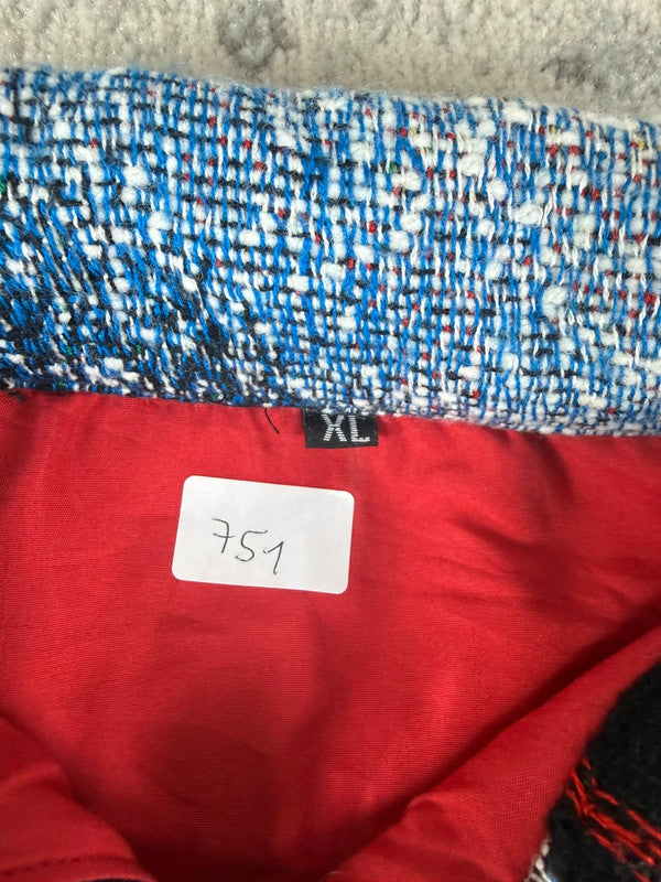 Veste en tapisserie design unique vintage fait main upcyclé retravaillé tissé taille XL n•751