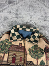 Veste en tapisserie design unique vintage fait main upcyclé retravaillé tissé taille XL n•752