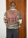 Veste en tapisserie design unique vintage fait main upcyclé retravaillé tissé taille XL n•752