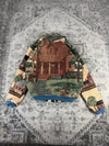 Veste en tapisserie design unique vintage fait main upcyclé retravaillé tissé taille XL n•752