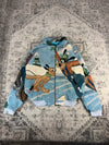 Veste en tapisserie design unique vintage fait main upcyclé retravaillé tissé taille XL n•753
