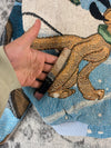 Veste en tapisserie design unique vintage fait main upcyclé retravaillé tissé taille XL n•753