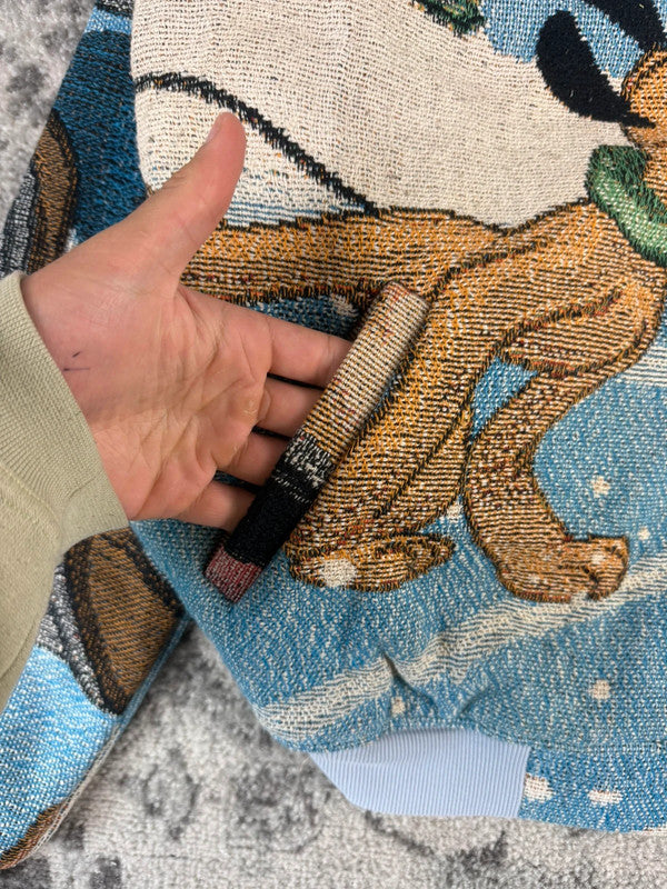 Veste en tapisserie design unique vintage fait main upcyclé retravaillé tissé taille XL n•753