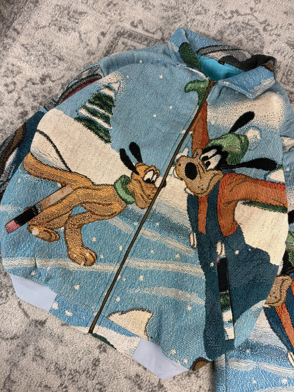 Veste en tapisserie design unique vintage fait main upcyclé retravaillé tissé taille XL n•753