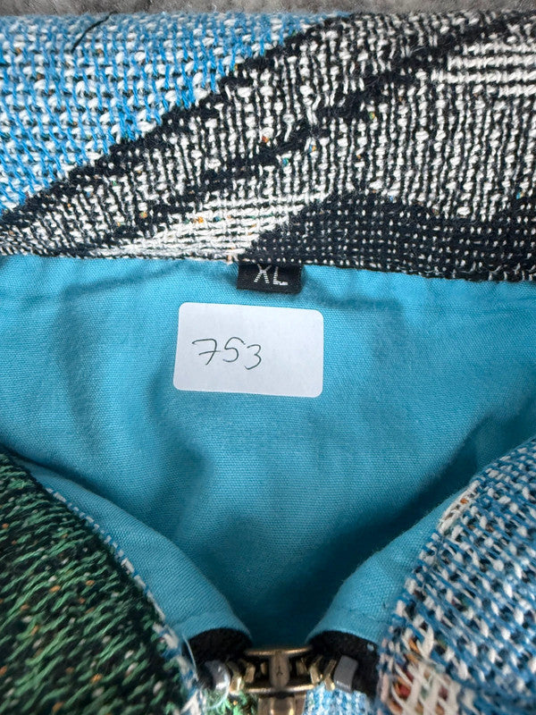 Veste en tapisserie design unique vintage fait main upcyclé retravaillé tissé taille XL n•753
