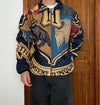 Veste en tapisserie design unique vintage fait main upcyclé retravaillé tissé taille XL n•754