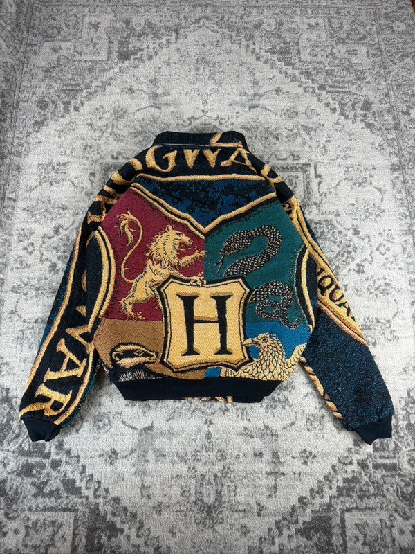 Veste en tapisserie design unique vintage fait main upcyclé retravaillé tissé taille XL n•754
