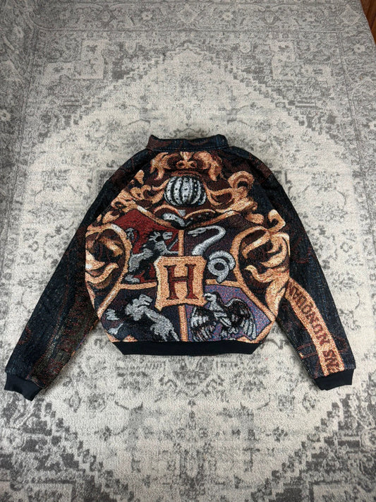 Veste en tapisserie design unique vintage fait main upcyclé retravaillé tissé taille XL n•755