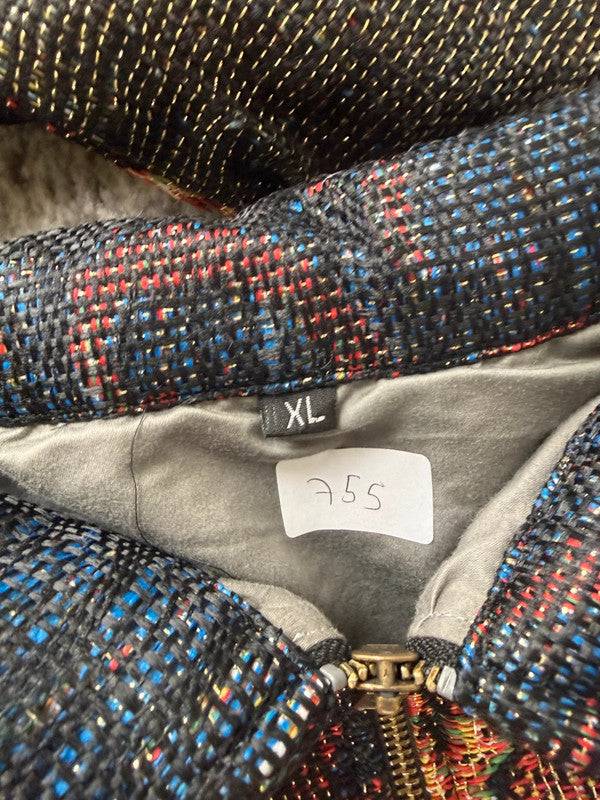 Veste en tapisserie design unique vintage fait main upcyclé retravaillé tissé taille XL n•755